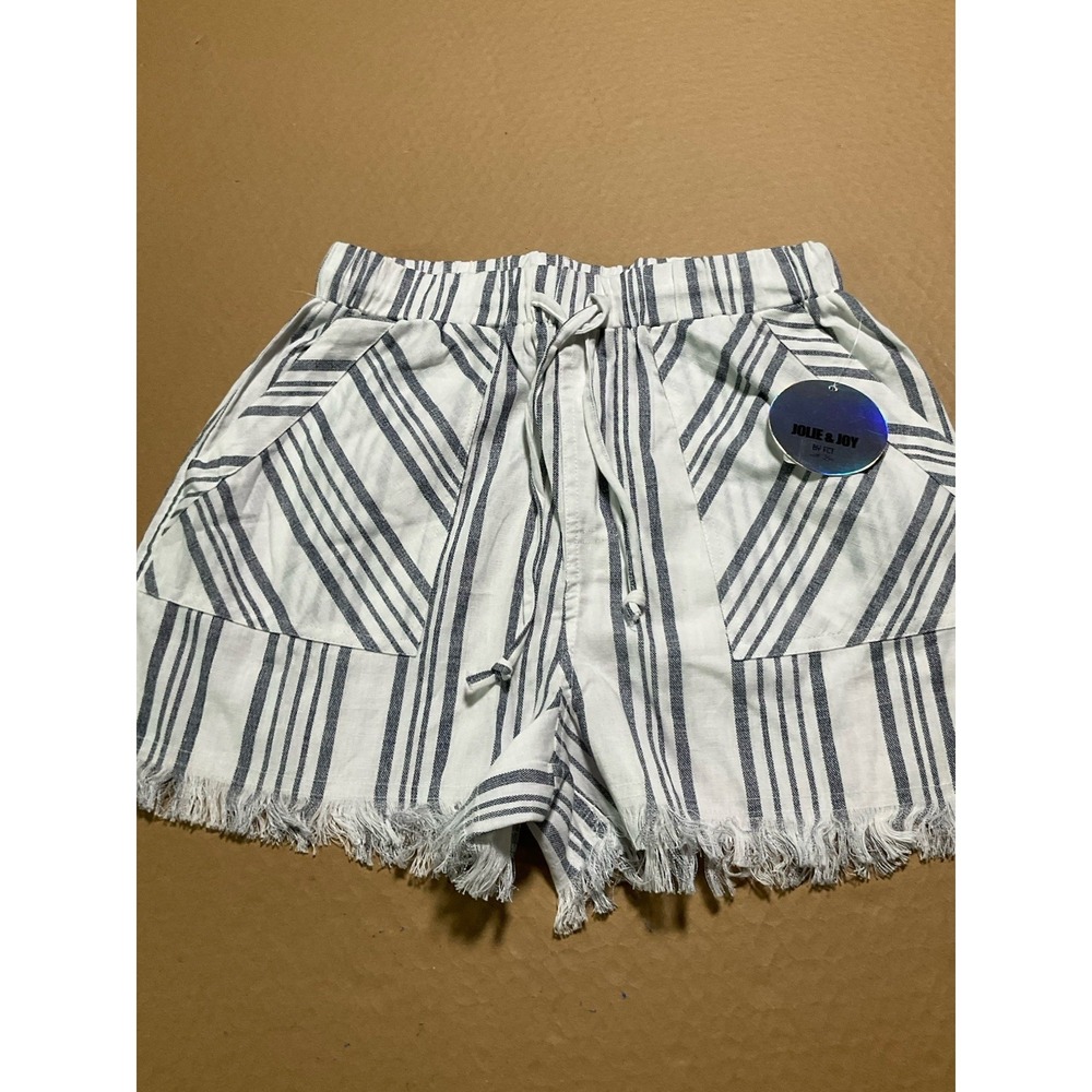 NWT SZ S Frayed Hem Tie Elastic Waist Striped Beach Jolie & Joy